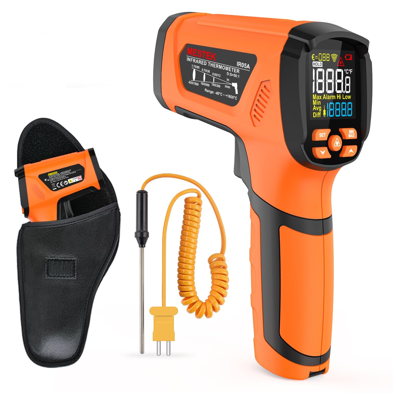 Industrial Laser Thermometer - LCD Industrial Thermometer Infrared Thermometer -50~1600C