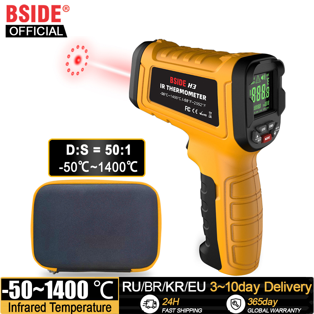 Industrial Laser Thermometer - BSIDE -50~1400C Infrared Thermometer Professional 50:1