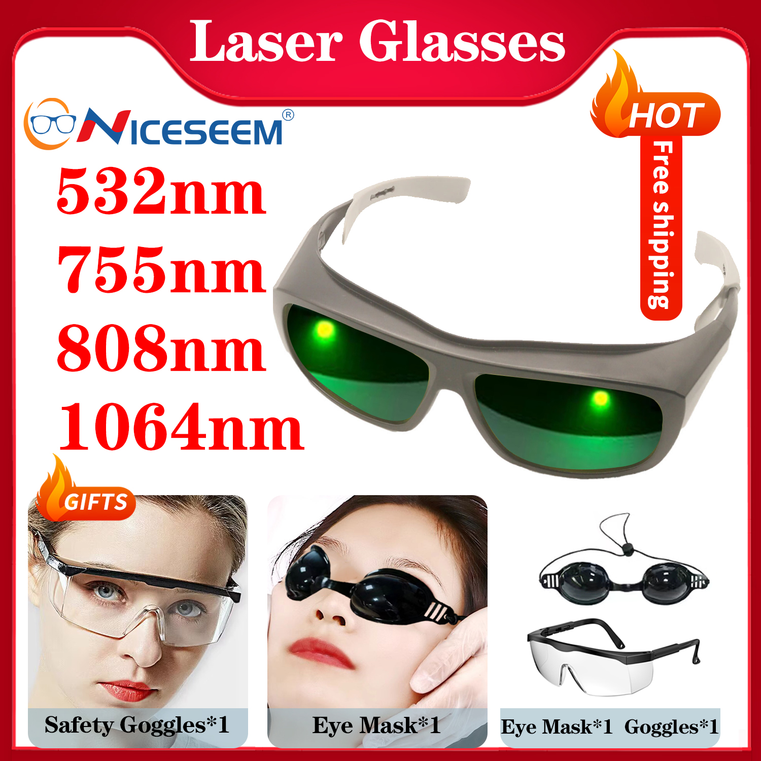 Laser Safety Goggles - Laser Protective Glasses Hair Removal Goggles