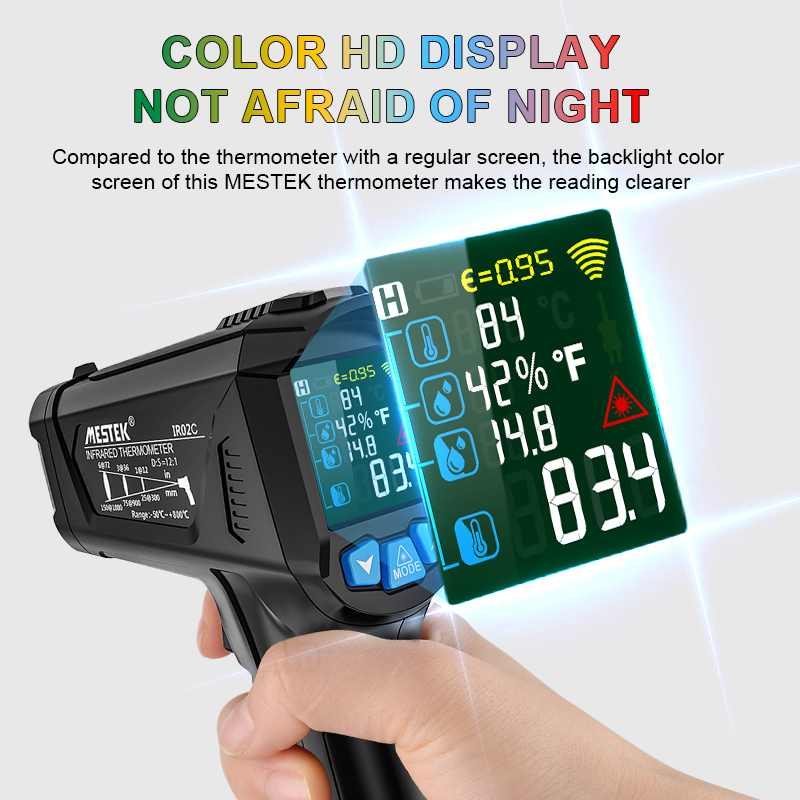 Industrial Laser Thermometer - Mestek IR02 series -50~800℃ Digital Thermometer