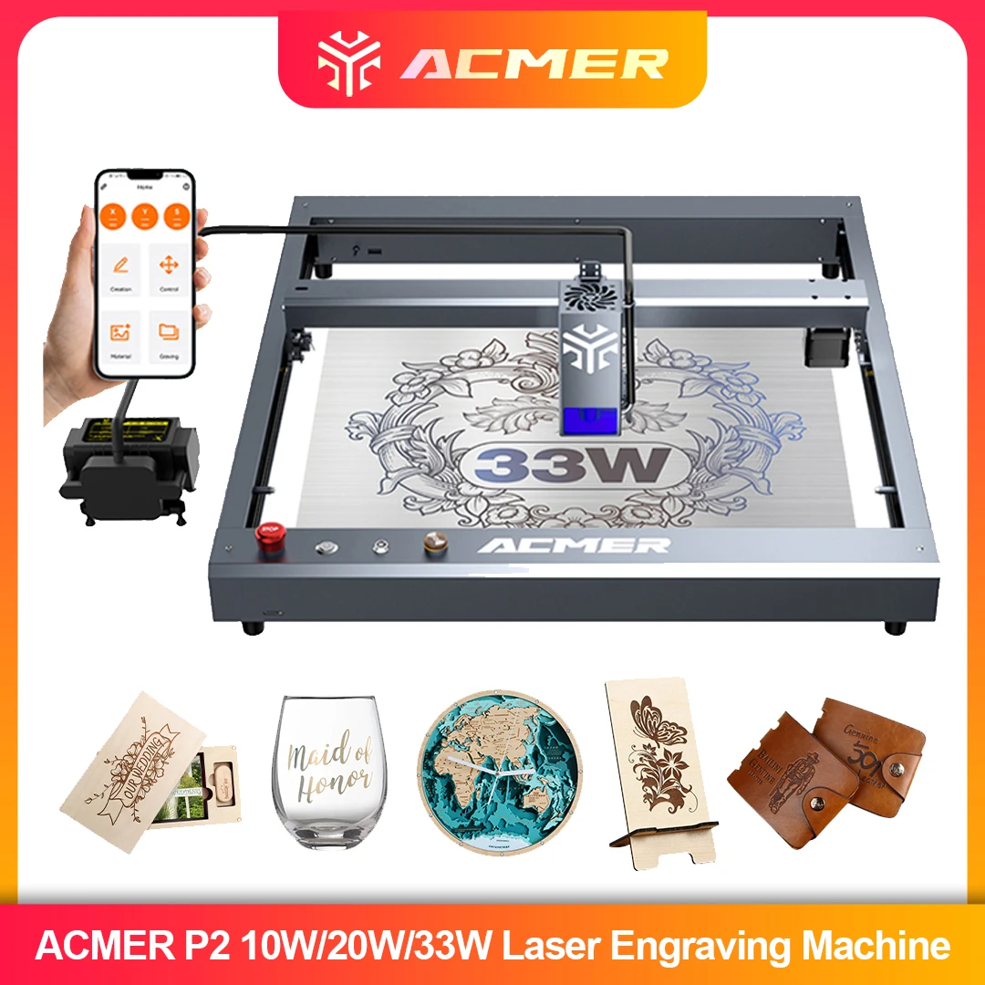 Industrial Laser Cutters - ACMER P2 Laser Engraver 33W 20W