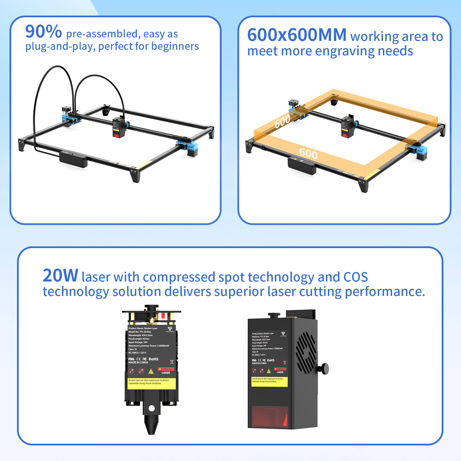 Twotrees TTS-20 Max Metal 20W  - Acrylic Cutting Machine ulasan dan harga