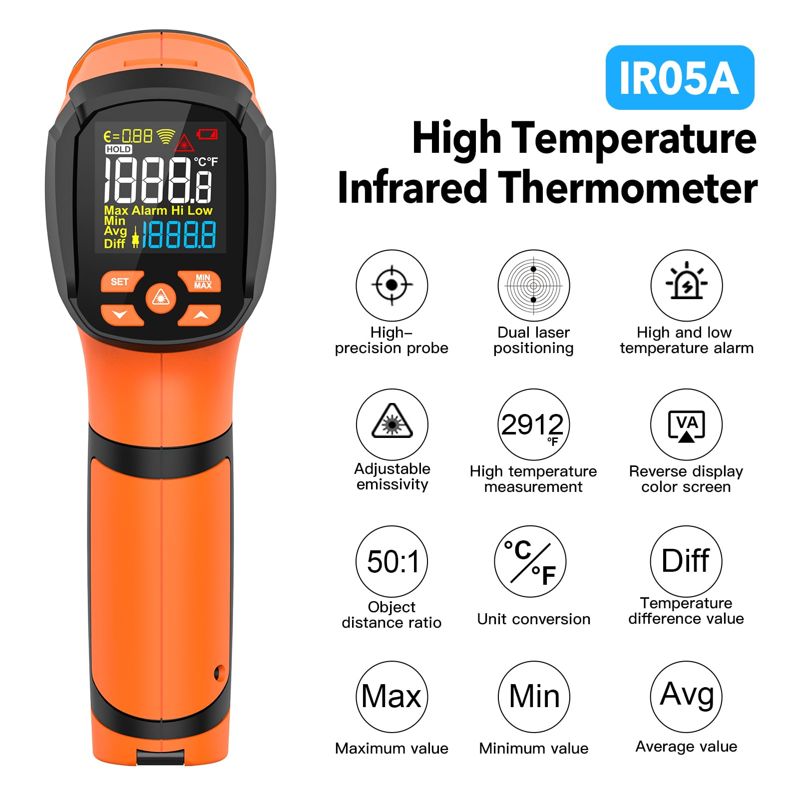 LCD Industrial Thermometer Inf - Industrial Laser Thermometer ulasan dan harga