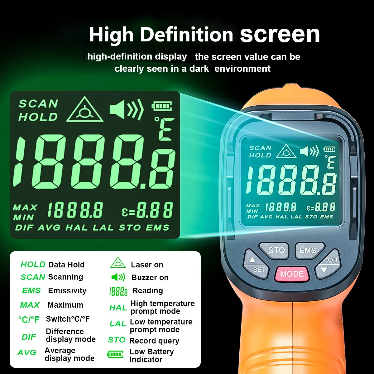 DT1000 DT1600 Infrared Thermom - Industrial Laser Thermometer ulasan dan harga