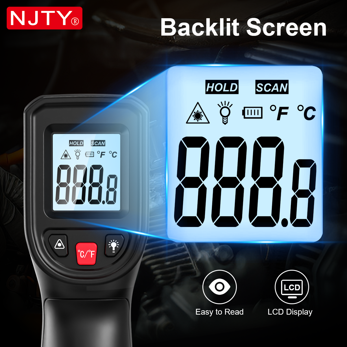 NJTY T600 Infrared Thermometer - Industrial Laser Thermometer ulasan dan harga