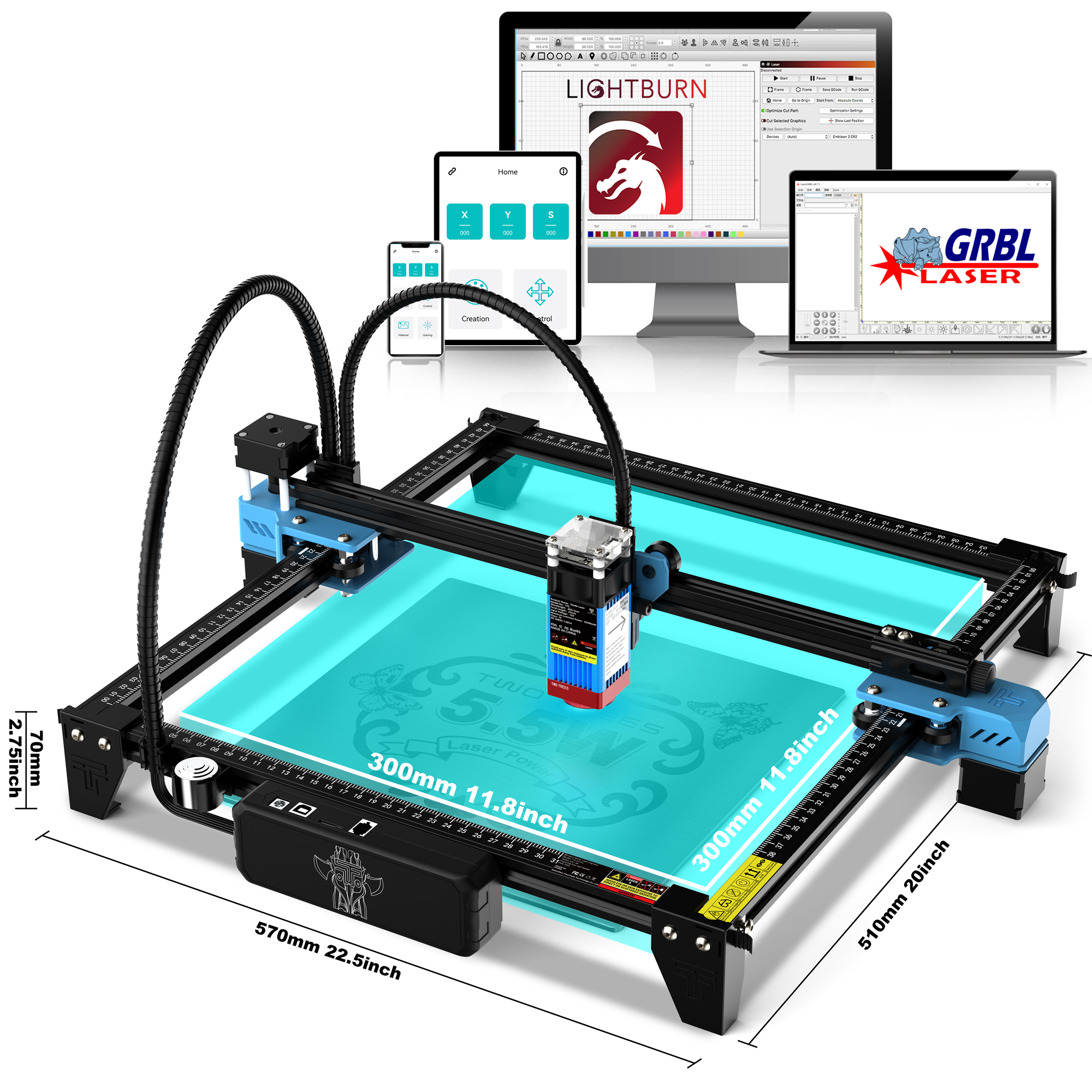 TwoTrees TTS-55 PRO CNC Laser  - Acrylic Cutting Machine ulasan dan harga
